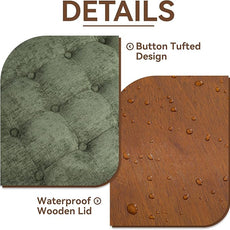 30Inch Round Storage Ottoman with Tray, Modern Tufted Circle Coffee Table with Storage, Upholstered Ottoman with Removable Top for Living Room, Bedroom, Chenille Green