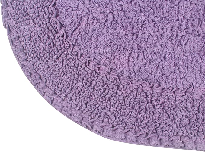Home Weavers Double Ruffle Collection 100% Cotton Bathroom Rugs Set, Washable Rug, Extra Soft and Absorbent Bath Rug, Kitchen Mat, Bath Mat Set, Bath Floor Mat Non Slip, 20"x20" Contour, Purple