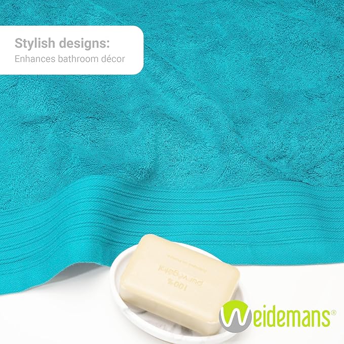 Premium 8 Pieces Towel Set Including 2 Bath Towels 30" x 56", 2 Hand Towels 18" x 30" and 4 Washcloths 13" x 13" - Color: Teal | Pure Cotton |Machine Washable high Absorbency
