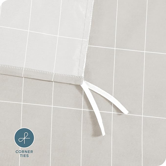 Bare Home Bedding Duvet Cover Extra Long - Premium 1800 Super Soft Collection - Lightweight, Duvet Cover - Soft Textured (Twin/Twin XL, Grid - Stone/White)