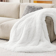 Bedsure GentleSoft Fuzzy Sherpa Faux Fur Twin Blanket White Cozy Gifts for Women Men, Soft Fleece Plush Warm Minky Thick Blanket Twin Size for Bed, Couch, White Room Decor Dorm Essentials, 60x80