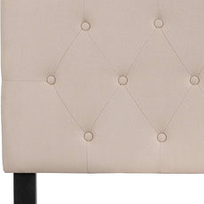 EMMA + OLIVER Tufted Upholstered Full Size Headboard in Beige Fabric