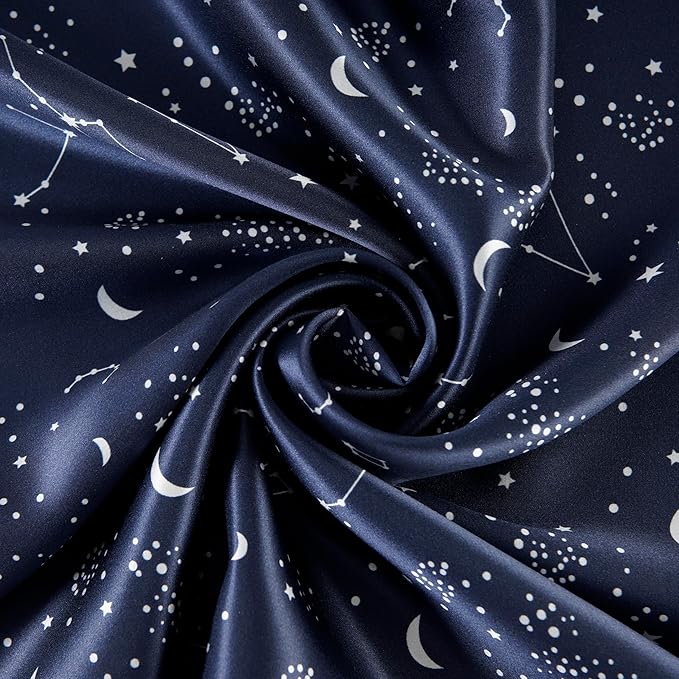 ALASKA BEAR Silk Pillowcase Envelope Closure, 22 Momme 100 Percent Long Overlap Sleeve Mulberry Silk Pillow Case Foldover Design, Machine Washable and NO Zipper, Queen (1, Constellation)