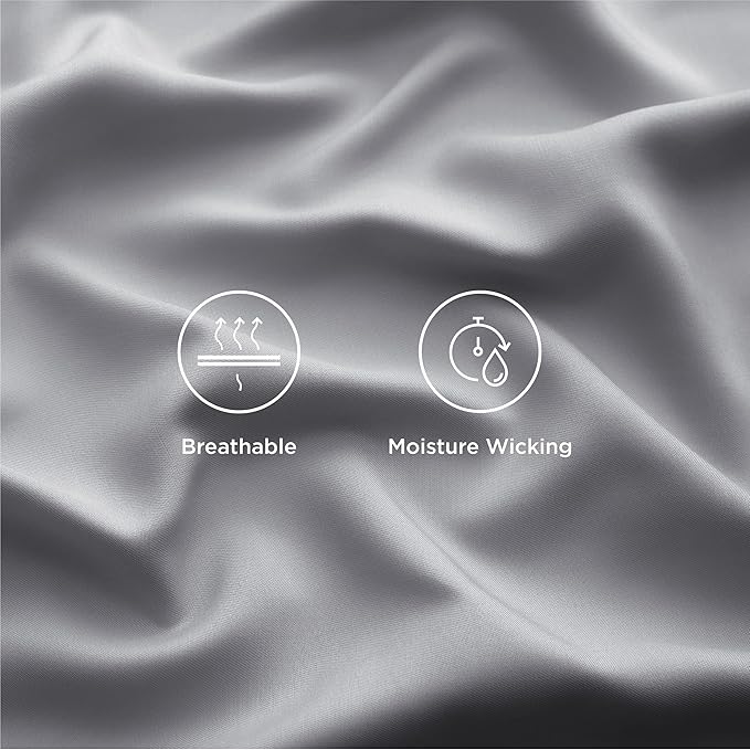 Bedsure King Size Sheet Set, Cooling Sheets, Rayon Derived from Bamboo, Deep Pocket Up to 16", Breathable & Soft, Bed Sheets, Hotel Luxury Silky Bedding for Hot Sleepers, Silver Grey