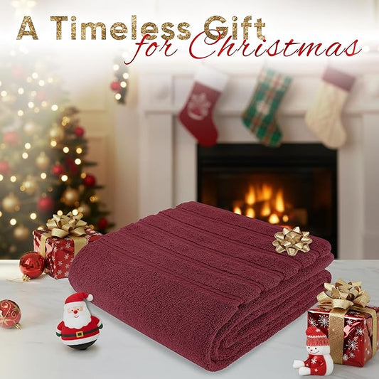American Soft Linen 35x70 Jumbo Large Bath Towels, 600 GSM 100% Cotton Turkish Bath Sheet, Oversized Luxury Bath Towels for Bathroom Beach and Pool, Bordeaux