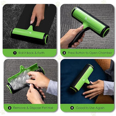 Pet Hair Roller - Compact and Lightweight Lint Roller for Pet Hair - Reusable Dog & Cat Hair Remover with Electrostatic Adsorption for Gentle and Efficient Cleaning