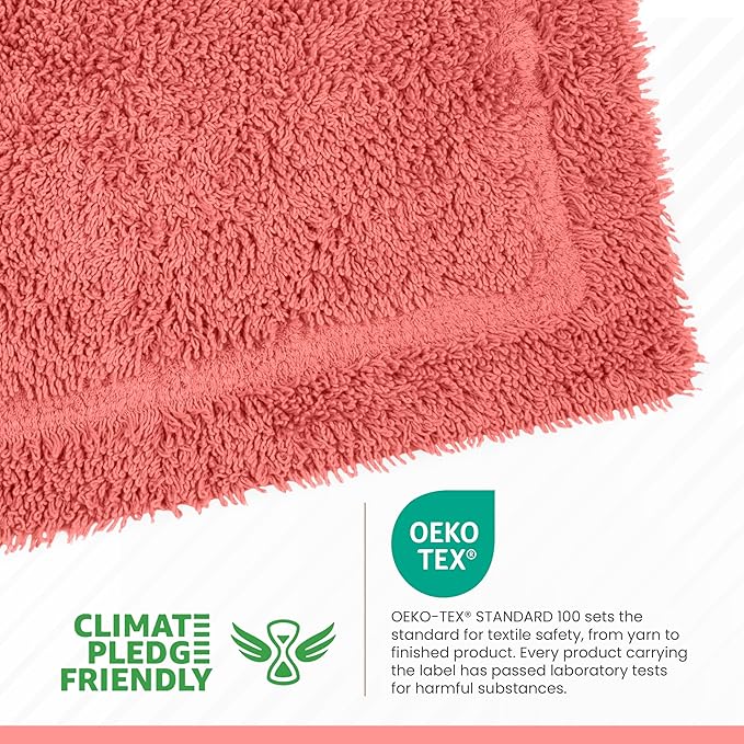 Martex 100% Cotton Ringspun Bath Rug | Super Soft | Super Absorbent | Essential Bathroom Rugs | Non-Slip Bath Mat | Quick Drying Bath Mat | Coral