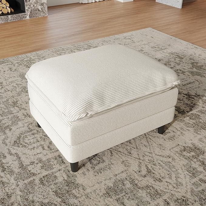 Ottoman for Modular Sectional Sofa, Ottoman Seat for Convertible Sectional, Single Sofa Couch for Living Room, Bedroom, Apartment, Corduroy, Beige