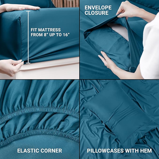 Utopia Bedding Twin Sheet Set – 3 Piece Bed Sheets for Twin Size Bed, Soft and Breathable Microfiber, Includes 1 Fitted Sheet, 1 Flat Sheet and 1 Pillowcase (Denim Blue)