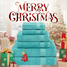 Cotton Paradise 6 Piece Towel Set 100% Cotton Soft Absorbent Turkish Towels for Bathroom 2 Bath Towels 2 Hand Towels 2 Washcloths, Turquoise Towel Set