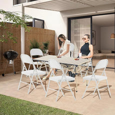 10 Pack Folding Chairs with Padded Cushion and Back, White Portable Heavy Duty Metal Frame Commercial Seat with 330-LBS Capacity for Indoor Outdoor Office Party Events Kitchen Wedding