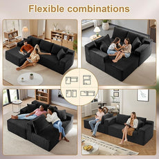 105''Sectional Cloud Couch with L Shaped Chaise,Modern Modular Sectional Sofa,Comfy Sectional Couches for Living Room,Bedroom,Apartment (Black, 105''W Left Facing Chaise)