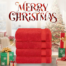 Cotton Paradise Hand Towels for Bathroom, 100% Cotton Turkish 4 Piece Hand Towel Set, Soft Absorbent Face Towels, Red Hand Towels