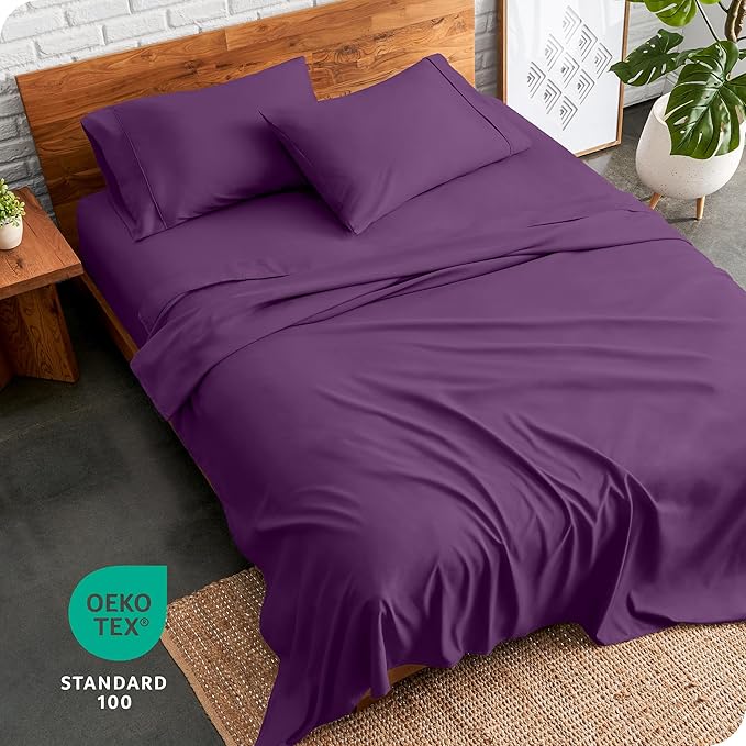 Bare Home Full Sheet Set - Luxury 1800 Ultra-Soft Microfiber - Double Brushed - Deep Pockets - Easy Fit - 4 Piece Set - Bedding Sheets & Pillowcases (Full, Plum) BareHome