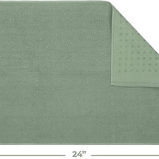 Cotton Paradise 100% Cotton Non Slip Bath Mats for Bathroom, 17x24 inch Soft Absorbent Quick Dry Machine Washable Floor Bath Mat, Sage Green