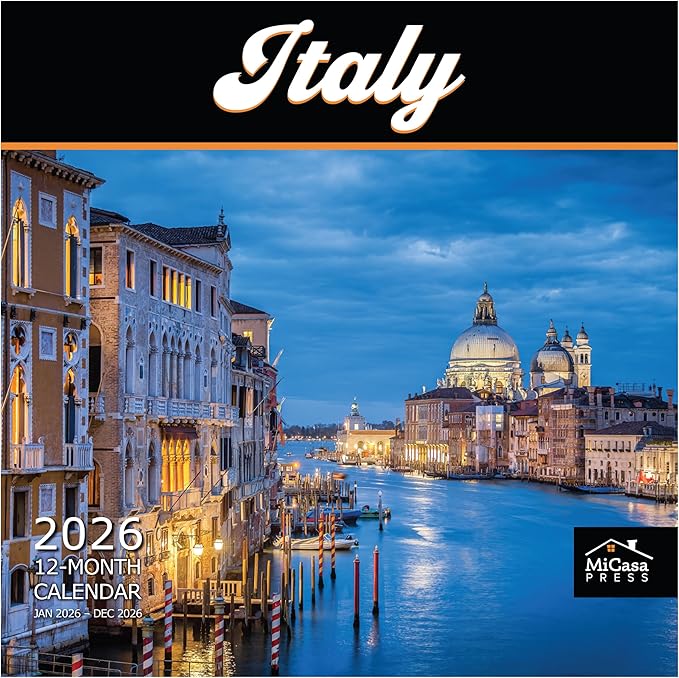 MICASA PRESS Italy 2026 Wall Calendar 12 Month | 12" x 24" Open | Thick & Sturdy Paper | Holiday Gift | Italian Europe Travel Calendar 2026
