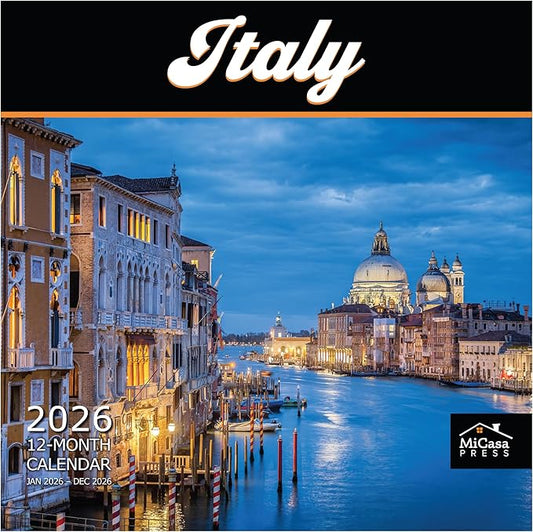 MICASA PRESS Italy 2026 Wall Calendar 12 Month | 12" x 24" Open | Thick & Sturdy Paper | Holiday Gift | Italian Europe Travel Calendar 2026