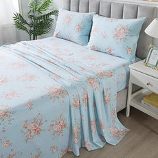 FADFAY Sheets Set Twin XL Blue Rose Floral College Bedding Rustic Peony Dorm Sheets Vintage Farmhouse Bedding 100% Percale Cotton Breathable Sheet with Deep Pocket Fitted Sheet 4Pc, Twin XL Size