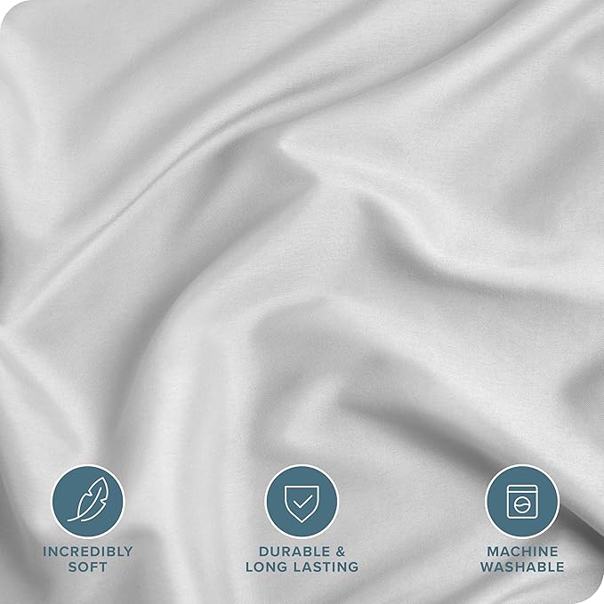Bare Home Bedding Duvet Cover Oversized Queen - Premium 1800 Super Soft Collection - Lightweight, Cooling - Soft Breathable Bedding Duvet Cover (Oversized Queen, Cloud Grey)