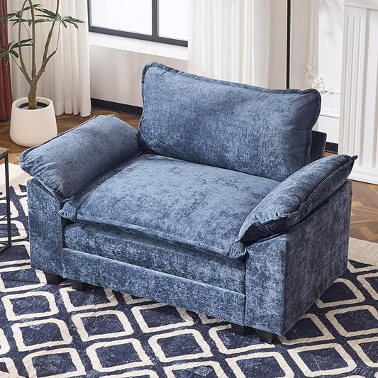 VINGLI Cloud Navy Blue Single Chair with Armrest