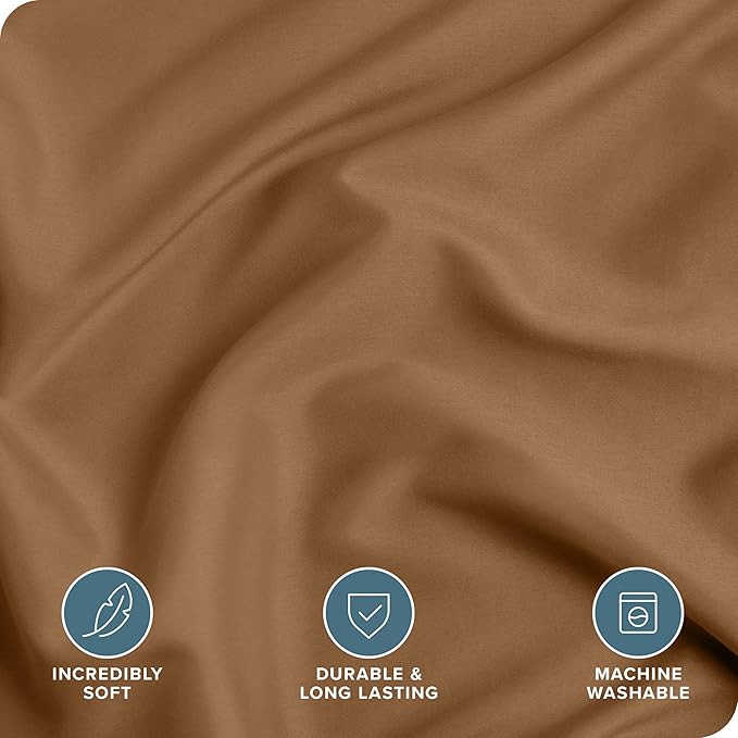 Bare Home Bedding Duvet Cover Extra Long Size - Premium 1800 Super Soft Collection - Lightweight, Cooling - Soft Breathable Bedding Duvet Cover (Twin/Twin XL, Caramel)