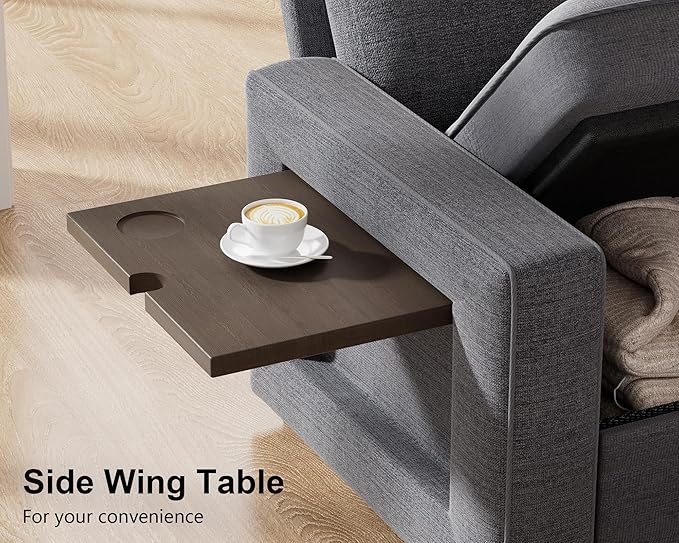 WEUP 8 Seat U Shaped Sectional Sleeper Sofa Bed with Pull Out Bed, Chenille Sectional Sleeper Couch with Adjustable Backrest, USB Ports, LED, Side Table, Tool-Free Assembly, Chenille Dark Grey