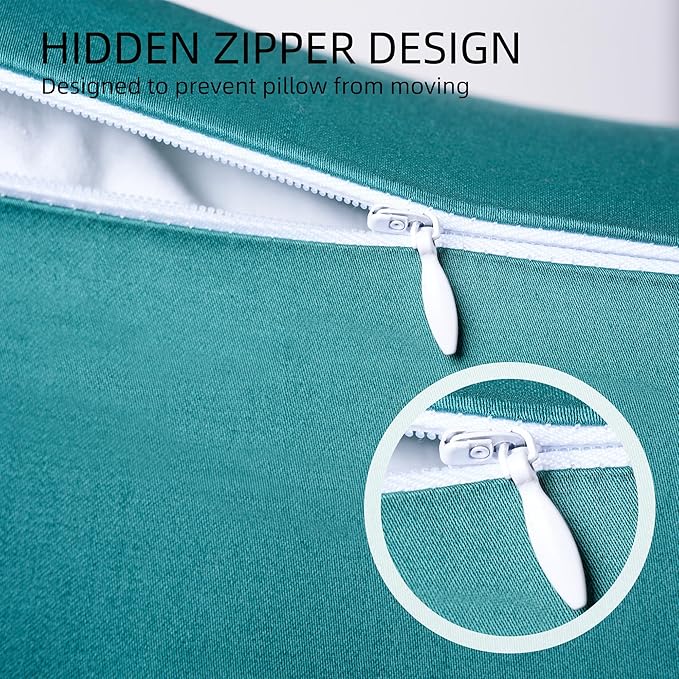 Cotton Pillow Protectors/Cover King Size with Zipper 2 Pack Teal Blue Pillow Cases Cooling & Breathable Bed Pillow Protectors Set of 2 Pillow Cases Cover (20" x 40")