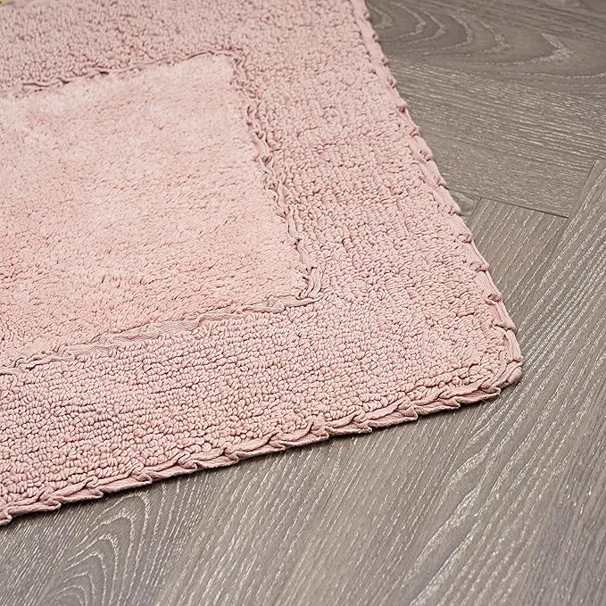 Laura Ashley Ruffle Border Blush Pink 27"x 45" 100% Cotton Bath Rug