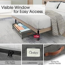 Yecaye Under Bed Storage with Wheels, 2Pack Under Bed Storage Containers, Underbed Shoe Storage Organizer, Rolling Under Bed Metal Drawers for Clothes, Blankets(30.71 x 16.93 x 6.69 in)