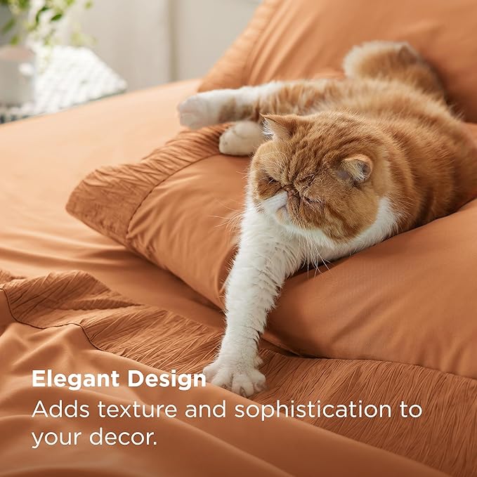 Bedsure Full Size Bed Sheets - 4 Pieces Soft Full Sheet Set - Breathable & Cooling - Hotel Luxury - Easy Care Polyester Microfiber Bedding for Women, Men, Dusty Orange