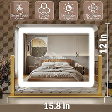 ROLOVE Gold Vanity Mirror with Lights 15