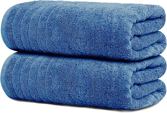 Tens Towels Pack of 2 Extra Large Bath Sheets 35 x 70 Inches, 100% Cotton, Larger & Lighter Weight, Quicker to Dry, Super Soft & Absorbent, Oversized Bath Towels, Blue