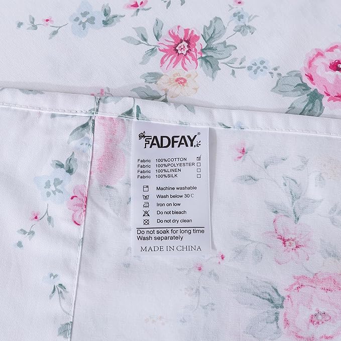 FADFAY Rose Sheets Set Twin XL Pink Floral College Bedding Rustic Botanical Dorm Sheets Vintage Farmhouse Bedding 100% Cotton Breathable Collection with Deep Pocket Fitted Sheet 4Pc, Twin XL Size