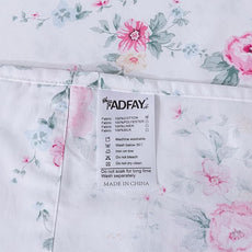 FADFAY Rose Sheets Set Queen Pink Floral Bedding Rustic Botanical Flower Bed Sheet Set Vintage Farmhouse Bedding 100% Cotton Soft Breathable Collection with Deep Pocket Fitted Sheet 4Pcs, Queen Size