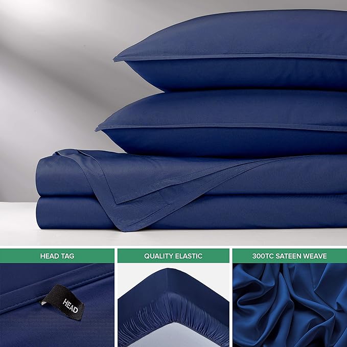 Pure Bamboo California King Sheets, Genuine 100% Organic Viscose Derived from Bamboo Bed Sheet Set, Soft & Cooling, Double Stitching, 2 Year Quality Promise (California King, Cobalt Blue)