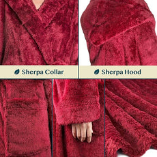 PAVILIA Women Hooded Plush Soft Robe | Fluffy Warm Fleece Sherpa Shaggy Bathrobe