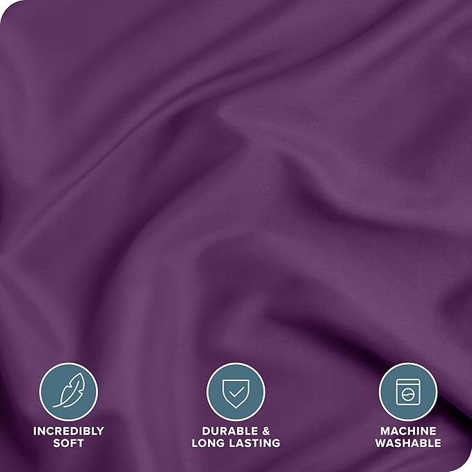 Bare Home Bedding Duvet Cover King Size - Premium 1800 Super Soft Collection - Lightweight, Cooling - Soft Breathable Bedding Duvet Cover (King, Plum)