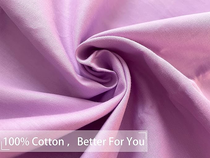iMaylex Soft 100% Egyptian Cotton Zipper Pillow Case, Cozy and Lightweight Pillowcase, Easy Care, Light Purple, Body, 20'' x 48''