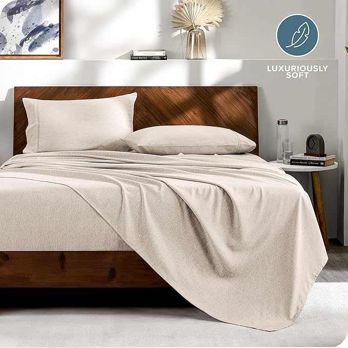 Bare Home Bed-in-A-Bag 7 Piece Comforter & Sheet Set - Queen - Goose Down Alternative - Ultra-Soft 1800 Premium Bedding Set - Cationic (Queen, Heathered Pebble)
