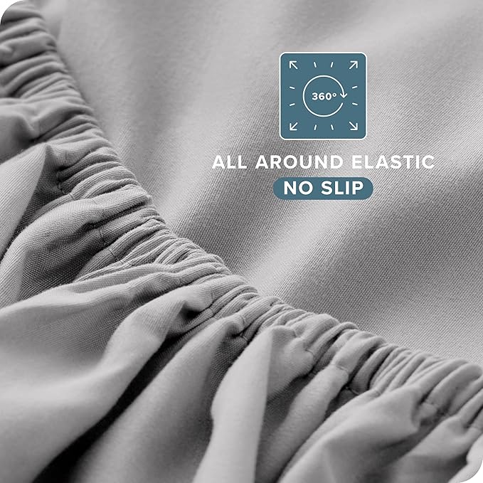 Bare Home Short Queen Sheet Set - 1800 Ultra-Soft Microfiber - Double Brushed - Deep Pockets - Easy Fit - 4 Piece Set - Bed Sheets (Short Queen, Light Grey) BareHome