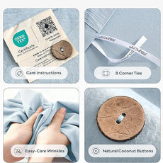 JELLYMONI 100% Washed Cotton Duvet Cover Queen – Soft, Breathable Linen-Look Bedding with Natural Wrinkle Texture, Button Closure, 3-Piece Set (Mist Blue, 90
