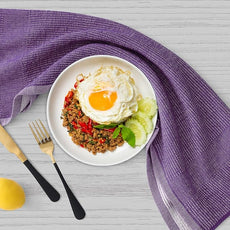 Homaxy Premium Kitchen Towels(18”x 28”, 6 Pack), Large Cotton Kitchen Hand Towels, Flat and Terry Dish Towels, 380 GSM Highly Absorbent Tea Towel Set with Hanging Loop, Purple