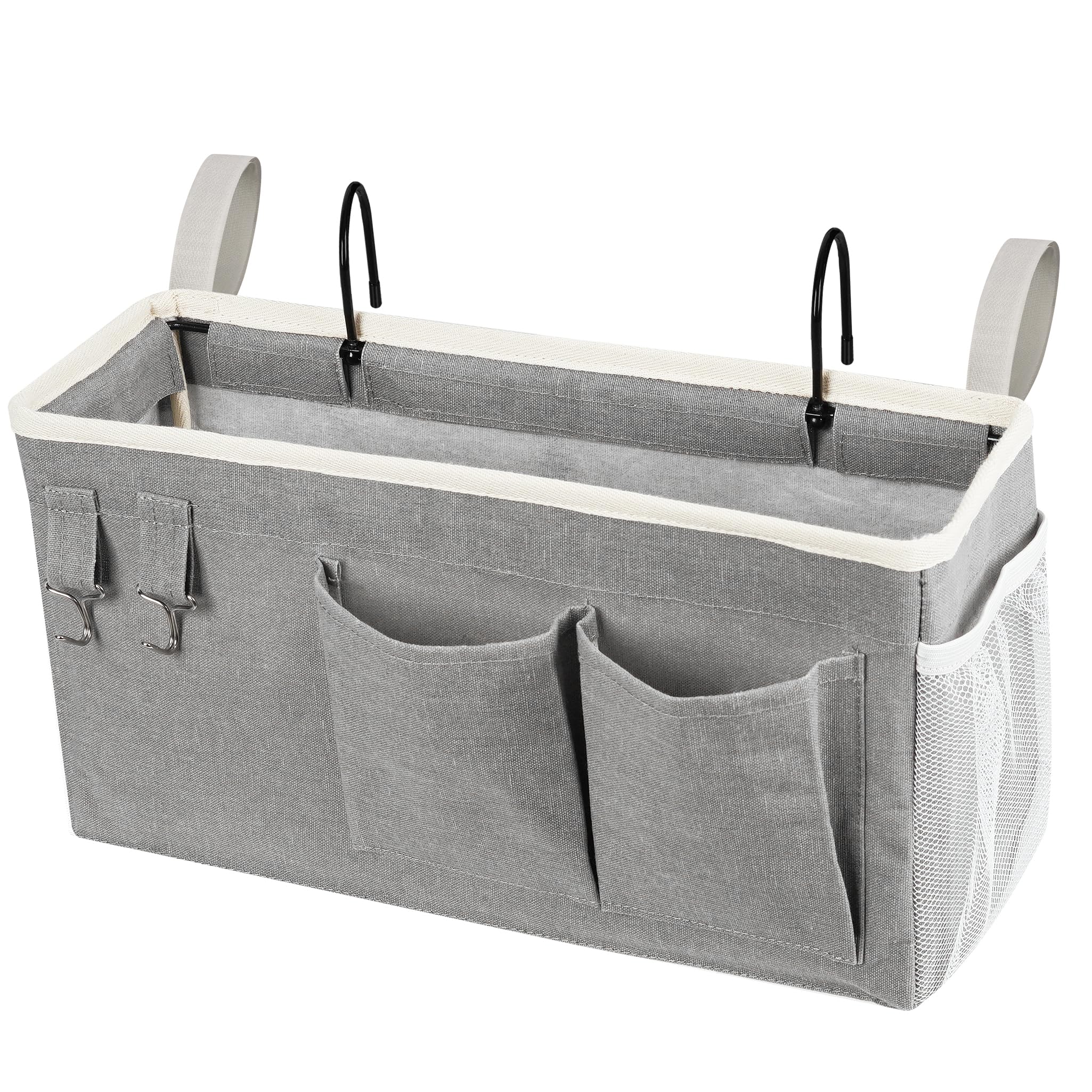 Loghot Bedside Caddy/Bedside Storage Bag Hanging Organizer for Bunk and Hospital Beds,Dorm Rooms Bed Rails,Can be Placed Glasses,Books,Mobile Phones,Keys (Light Pink) Dormly