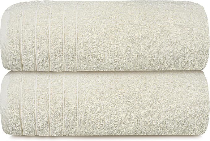 Tens Towels Pack of 2 Extra Large Bath Sheets 35 x 70 Inches, 100% Cotton, Larger & Lighter Weight, Quicker to Dry, Super Soft & Absorbent, Oversized Bath Towels, Cream