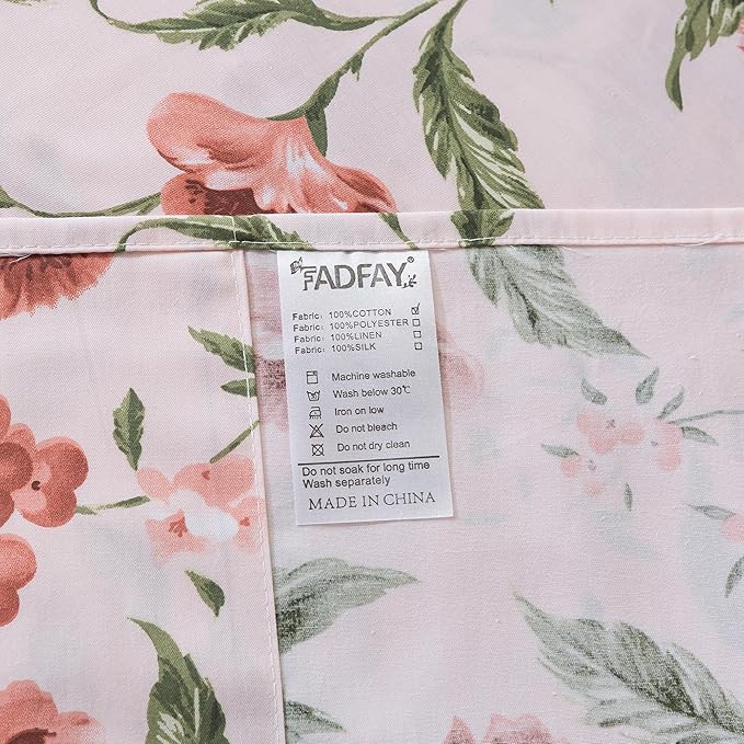 FADFAY Duvet Cover Set Queen Rose Floral Bedding Shabby Pink Hydrangea Flower Comforter Cover Set Vintage Farmhouse Bedding 100% Cotton Soft Quilt Cover with Hidden Zipper Closure 3Pcs, Queen Size