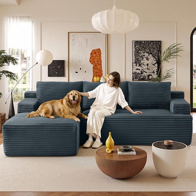 96''Sectional Couches for Living Room Modern Modular Sectional Sofa Upholstered Boneless Couch Comfy Cloud Couch with Chaise (Dark Grey, 96''W Left Facing Chaise)
