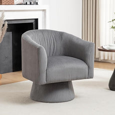 Swivel Accent Chair, Modern 360° Barrel Chair, Corduroy Upholstered Single Sofa for Living Room, Bedroom(Gray)