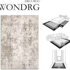 3x10 Washable Runner Rug Brown Grey Abstract Hallway Kitchen Throw Rug Neutral Modern Non Slip Soft Low Pile Carpet for Bathroom Laundry Bedroom Living Room