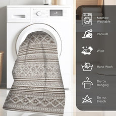 RUGSURE Washable Area Rugs 3' x 5 ' - 1/6 Thick - Moroccan-Inspired -Stain & Water Resistant Non-Slip - Resistant Rug for Living Room, Bedroom, Nursery, Pet & Child Friendly (Brown)