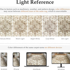 2x6 Washable Neutral Runner Rug Brown Vintage Hallway Kitchen Carpet Non-Slip Soft Low Pile Floral Throw Rug for Bedroom Bathroom Laundry Living Room